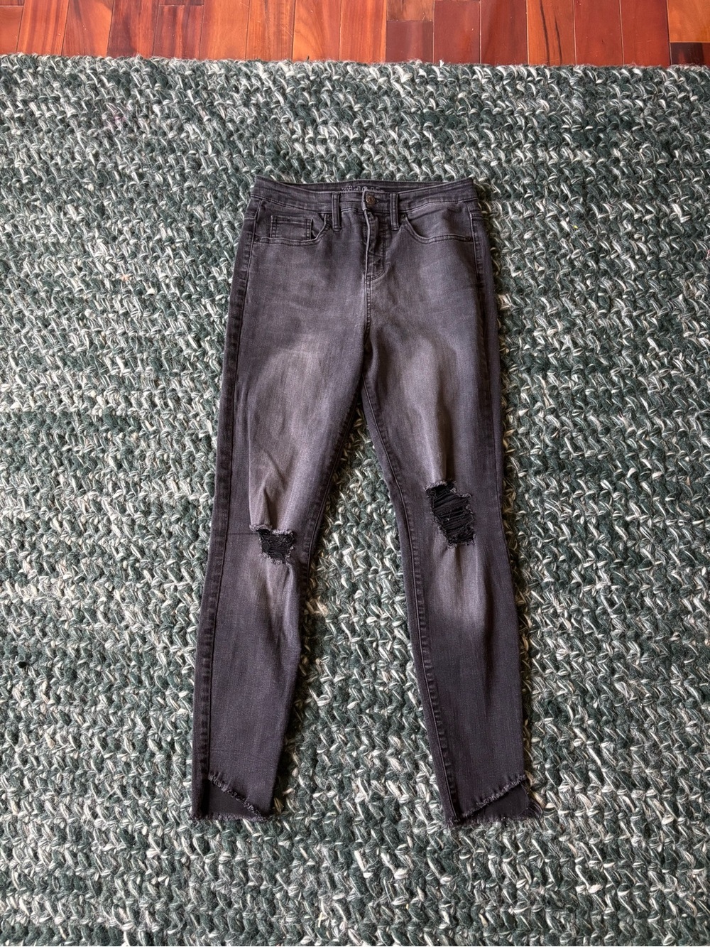 wild fable distressed high rise skinny jeans with raw hem